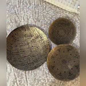 Set of three metal wall art